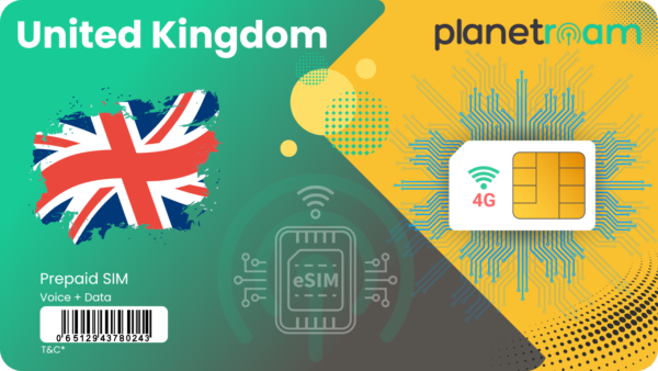 UK Tourist SIM Card – International SIM with 4G Data, Calls, and Roaming